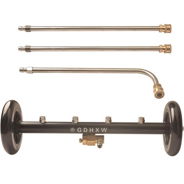 GDHXW Dual-Function Undercarriage Cleaner 16 Inch,Water Broom for Pressure Washer with 4 Nozzles Under Car Washer Attachment 3 Extension Wand,5000 PSI