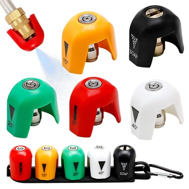 5Pcs SPX3000-TPS Quick Connect Pressure Washer Nozzle Tip Kit with Base, Compatible with Sun Joe SPX 3000 Series and Universal Pressure Washers, Quick Connect Nozzle Kit (0&Acirc;&deg;, 15&Acirc;&deg;, 25&Acirc;&deg;, 40&Acirc;&deg;, Soap)