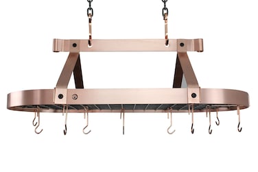 Enclume Oval Ceiling Pot Rack, 36", Brushed Copper