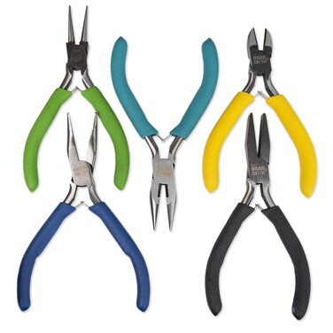The Beadsmith Color-ID Pliers &acirc;&euro;&ldquo; Color Coded Set &acirc;&euro;&ldquo; 5 Inches, 5 Piece Kit: Chain Nose, Round Nose, Flat Nose, Bent Chain Nose &amp; Side Cutter &acirc;&euro;&ldquo; Tools for Jewelry Making