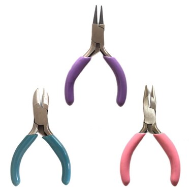 Alvhnt 3 in 1 Jewellery Pliers Set, Needle Nose Pliers, Round Nose Pliers and Wire Cutters, Mini Jewelry Making Tools Set