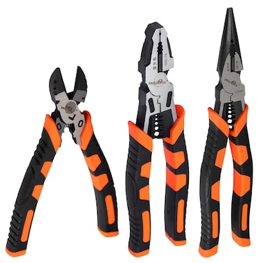 VANJOIN 6.5-inch wire cutter 8-inch linesman plier 9-inch Needle Nose Plier, Side-cutting Pliers Linesman Combination Plier With Wire Stripper and Crimper, Professional Plier Tool Set