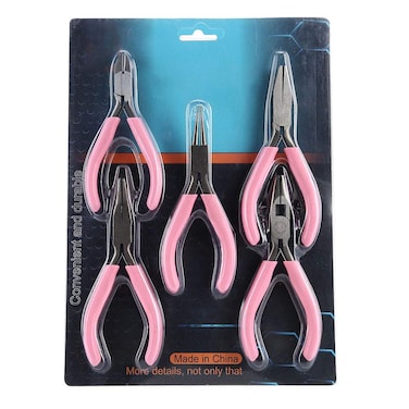 Pliers Set for Manual Work, Mini Pliers in Metal 4-in Kit Cutter Craft Jewelry Craft Tool Including Wire Cutter Needle Nose Plier Long Nose Pliers Side Cutter