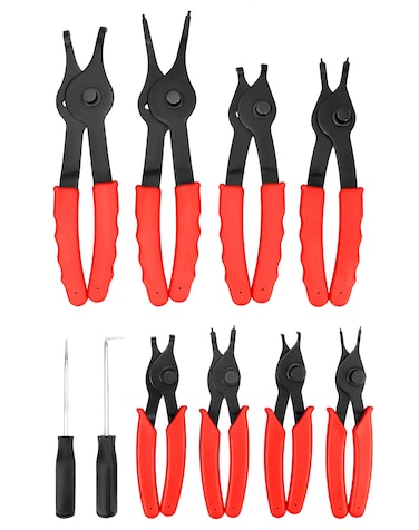 QWORK Retaining Snap Ring Pliers Set - Heat-treated Chrome-moly Steel, 11 Piece Versatile Auto Tool Internal External Pliers, Quick Switch Adjustment, 0.038in 0.047in 0.070in 0.090in