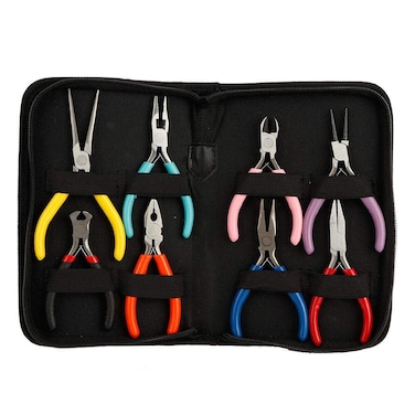 Steel Mini Pliers, 8pcs/set Professional Heavy Duty Plier Set, Long/Round/Flat Nose Pliers Jewelry Portable Lightweight Making Processing Tool for Trade and Domestic Use
