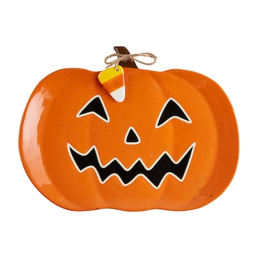 Mud Pie Pumpkin Glow In Dark Platter; 12" x 16