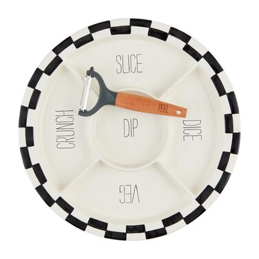 Mud Pie Bistro Veggie Platter; Server 1 1/2" x 13" Dia   Peeler 6