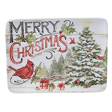 Certified International Evergreen Christmas Rectangular Platter 16".,