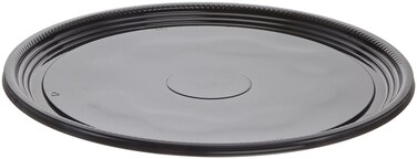 WNA CaterLine Casuals Plastic Platter Round Tray, 18-Inch, Black, Large(25-Count)