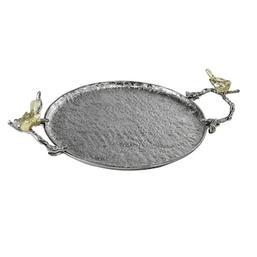 A&amp;B Home Aluminum Serving Platter with Bird Handles