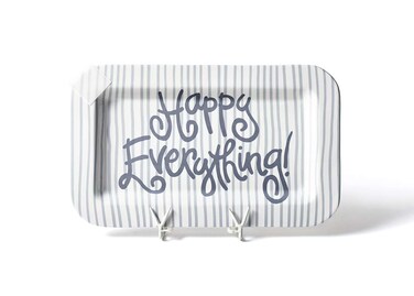 Happy Everything Stone Skinny Stripe Mini Rectangle Platter