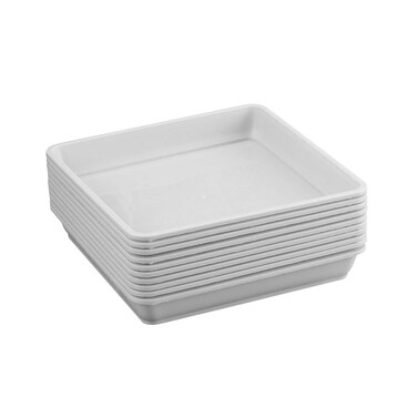 Yardwe 10 PCS Square Plant Saucer, Plastic Plant Saucer Drip Tray, Flower Pot Tray for Indoors and Outdoor Plant Pots, 5.9 x 5.9 x 1.1 Inch, White