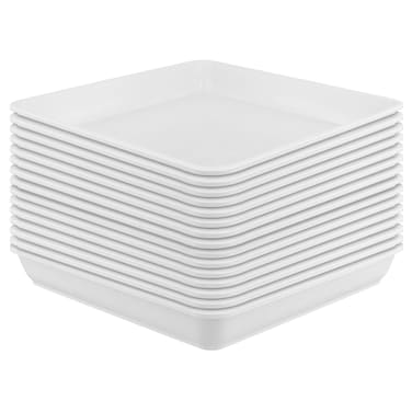 SOUJAP 15 Pack White Plastic Square Plant Saucer, 10 x 10 Inch Square Planter Pot Tray, Square Flower Saucers for Outdoor Indoors Garden