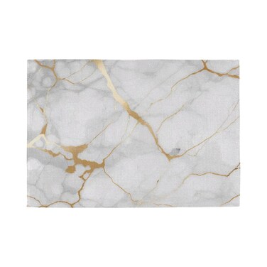 One Bear Marble Placemats White and Gold Texture Placemat Table Mats Non Slip Heat Resistant Placemats for Dining Table Kitchen Holiday Party Set of 6