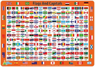 Little Wigwam Flags and Capitals Placemat, Multicolour