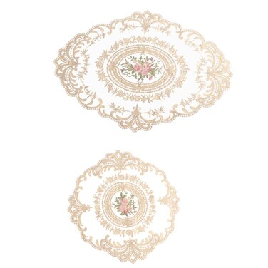 Lace Doilies Retro French Style Embroidered Lace Placemat Tea Cup Mat Coaster for Home Table Party Wedding Decoration Photo Props