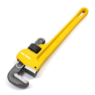 Tradespro 10 Inch Heavy-Duty Pipe Wrench, Adjustable Straight Pipe Plumper Wrench Yellow - 830918