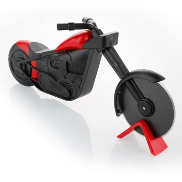 Pizza Cutter Stainless Steel Slicer Knife - Motorcycle Design with Non Stick Cutting Wheels
