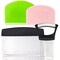 4 pcs Onion Holder and Scraper Chopper, BOSOIRSOU Multi-Purpose Stainless Steel Cutter for Kitchen, Plastic Dough Bowl Scraper Bread Pizza Cutter, Onion Holder for Slicing Vegetable Potato Slicer