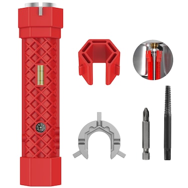 AOLAMIGOD Sink Wrench Faucet Tool,Basin Wrench Sink Faucet Wrench Tight Spaces Plastic,Under Sink Faucet Wrench for Tight Spaces Undermount Sink Tool, Tightfix Basin Wrench Red