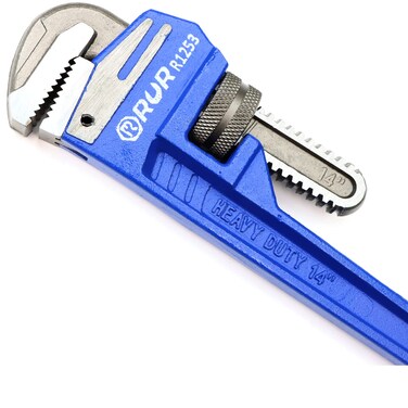 shunhuau Heavy Duty Pipe Wrench for garden Set Heat Treated Adjustable 14 Inches Soft Grip Plumbing Wrench (Blue)