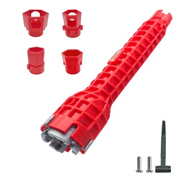 14 in 1 basin wrench Faucet and sink installation tools Multifunctional wrench pipe installer For toilets, sinks, bathrooms, kitchen pipes, etc. (red)