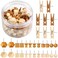 120Pcs Wooden Thumb Tacks, Wood and Brown Push Pins, 7 Shapes Push Pins for Cork Board Decoration Tacks, Push Pins for Wall for Bulletin Boards, Cork Boards, Whiteboards, Photo Walls, Crafts Project