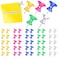 SPEESJOY 60Pcs Gaint Push Pins, Large Jumbo Clear Pins Heavy Duty, Thumb Tacks Big for Wall Long, Hanging, Bulletin Cork Board, Canvas Painting ( Yellow, Pink, Blue, Clear, Green), 3 inches