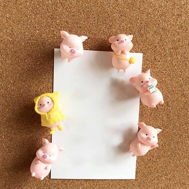 Psivika 6 PCS Cute Pigs Push Pins Thumb Tacks Creative Pushpins Decorative Thumbtacks ThumbNails Head Steel Drawing Pins for Corkboard, Whiteboard, Bulletin Board, Photo Wall, Map, Feature Wall