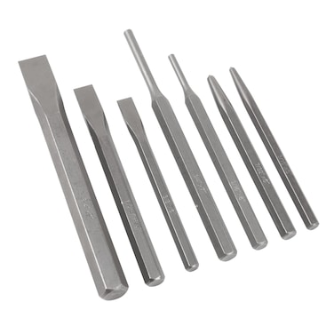 Performance Tool W760 7-Piece Punch &amp; Chisel Set, High Carbon Steel, Ideal for Metalwork