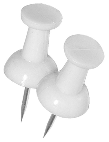 The Hillman Group 122641 White Push Pin, 16-piece
