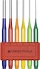 PB Swiss Tools - 6 Rainbow Coloured Pin Punch, Drift Punch, Octagonal all with Handles, Model #755.BL RB CN, Set in a Practical Plastic Holder