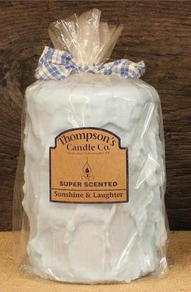 Thompson's Candle Co Super Scented LG (44 oz) Pillar 200 Hrs Sunshine &amp; Laughter