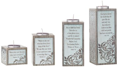 Cathedral Art Love Hope Peace Joy Pillar Advent Tea Lights Abbey &amp; CA Gift Inspirational Candle Set, Multi, (AD139)
