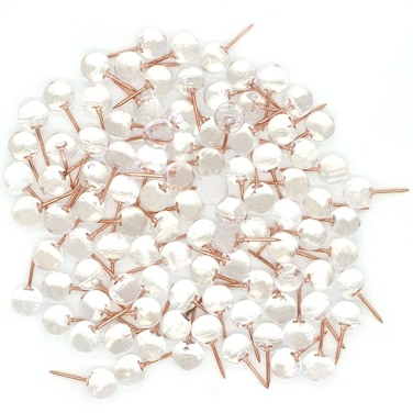Ewanda store 100Pcs Clear Rose Gold Thumb Tacks ThumbNails PushPins Push Pins Soft Flat Push Pins for Photos Wall,Maps,Bulletin Board or Corkboards,Home,School,Office