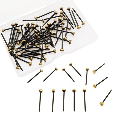 BLLNDX Frame Hangers Nail 60PCS Black Picture Hanger Nails with Brass Head Picture Frame Wall Hanger Nails Knurled Head Nails Picture Hang Solution for Picture Hanging