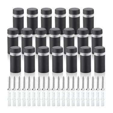 Stand Off Wall Mounts, Sign Standoff Screws Glass Sign Mounting Hardware Stainless Steel 24 Pcs Hanging Glass Sign Advertising Nail for Glass Posters,Frames and Mirrors Black (1/2 X 1 Inch)