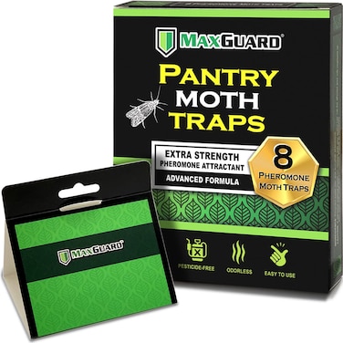 Maxguard Pantry Moth Traps (8 Pack) with Extra Strength Pheromones   Non-Toxic Sticky Glue Trap for Food and Cupboard Moths in Your Kitchen   Trap &amp; Kill Pantry Pests