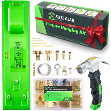 Picture Hanging Kit, Picture Hangers, 260 Pieces Wall Hangers Accessories With Picture Hanging Hooks, Nails for Hanging Pictures, Frame Hanging Hardware With small Claw Mini Hammer With Magnetic Head.