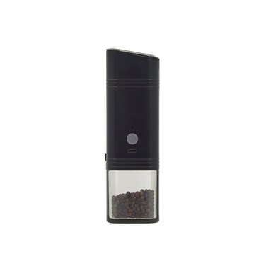 Kamenstein USB Rechargeable Gravity Feed Grinder, Filled With Peppercorns, Black