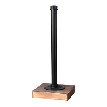 HouseAid Industrial Pipe Paper Towel Holder Stand, Free-Standing Farmhouse Kitchen Towel Holder, Rustic Paper Towel Rack for Countertop, Matte Black