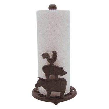 Farm Animal Paper Towel Holder, Rustic Kitchen Accessories, Freestanding Countertop Organization, 13 Inches