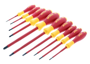 Wiha 32093 Slotted and Phillips Insulated Screwdriver Set, 1000 Volt, 10 Piece