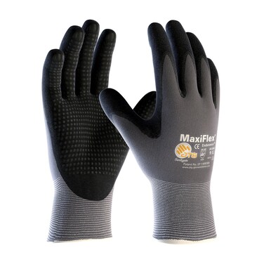 MaxiFlex Endurance 34-844 Seamless Knit Nylon Work Glove with Nitrile Coated Grip on Palm &amp; Fingers (Pack of 3),Black and Gray