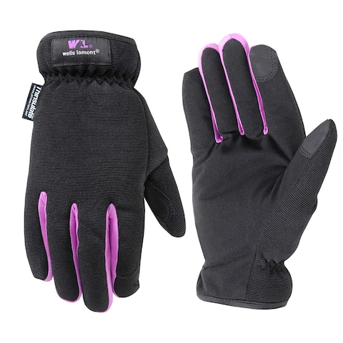 Women&#39;s Hi-Dexterity Winter Gloves, 40-gram Thinsulate, Synthetic Leather Palm, Medium (Wells Lamont 7770M) , Black