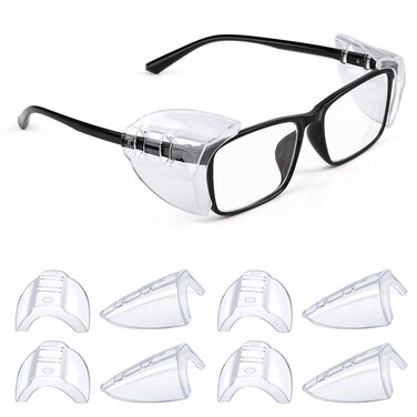 MELASA 4 Pairs Side Shields for Prescription Glasses, Safety Glasses Side Shields for Eye Protection, Slip on Side Shields for Eye Glasses, Fits Most Small to Large Eyeglasses