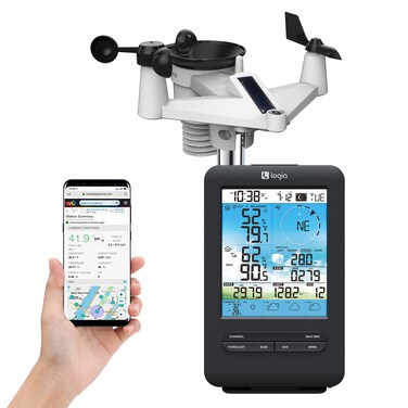 Logia 18-in-1 Wireless Weather Station with 7-in-1 Solar Sensor Array &amp; 4-Day Forecast, Wi-Fi &amp; Large Color Display, Wind Speed/Direction, Rainfall, UV Index, Light Intensity, Temperature &amp; Humidity