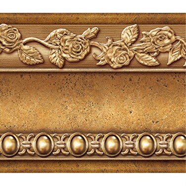 Flower Molding Peel and Stick Wall Border Easy to Apply (Gold Brown)