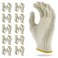 ABC 12 pairs String Knit Work Gloves, 10 Inch.Cotton and Polyester String Knit Gloves. Reusable Roping Gloves for Men and Women with Yellow Line. Breathable Polyester and Cotton Knit Gloves for BBQ