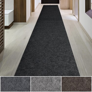 iCustomRug Spartan Waterproof Utility Runner Rug Mat, Floor Protector from Snow &amp; Dirt, High-Traffic Areas, Non Slip Backing, Doorway, Hallway, Washable, Custom Width &amp; Lengths 3' X 4' in Black